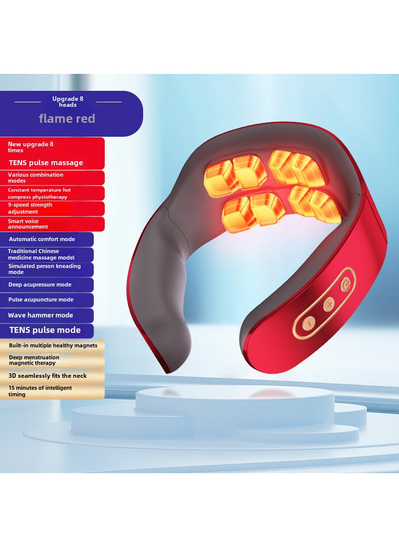 Konka Neck Massager with Heat Therapy 8 Head Supreme red-with hot compress