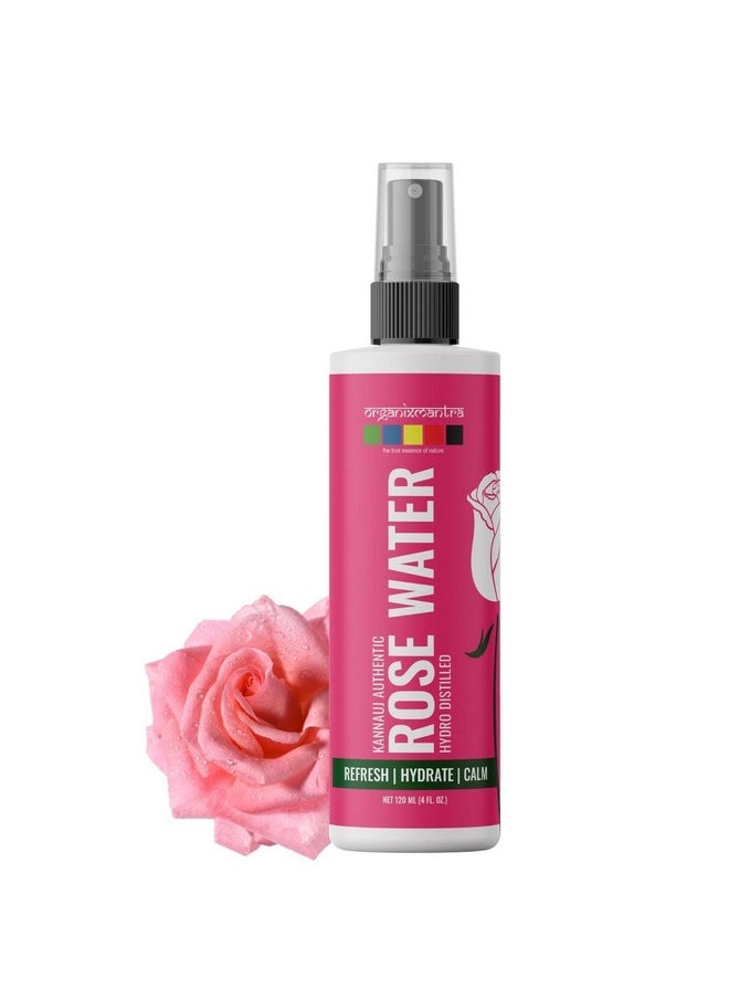 Kannauj Authentic Rose Water Hydro Distilled For Skin, Hair, Face, 100% Pure, Natural And Undiluted Rose Water 120Ml