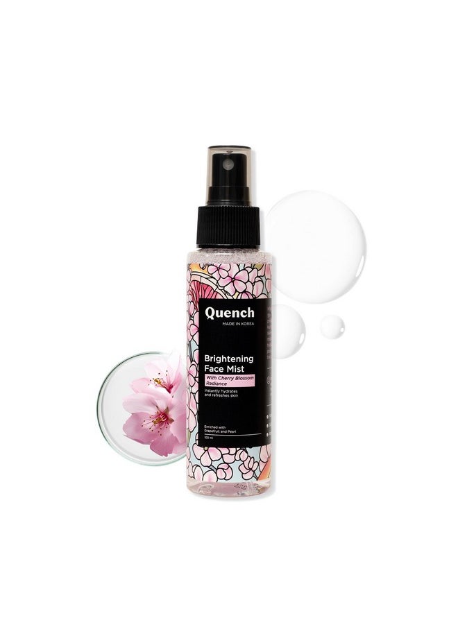 Quench Brightening Face Mist Toner For Glowing Skin (Floral Scent) With Cherry Blossom & Hyaluronic Acid | Instantly Hydrates & Brightens Skin | Gentle & Non-Irritating | Made In Korea (100Ml)