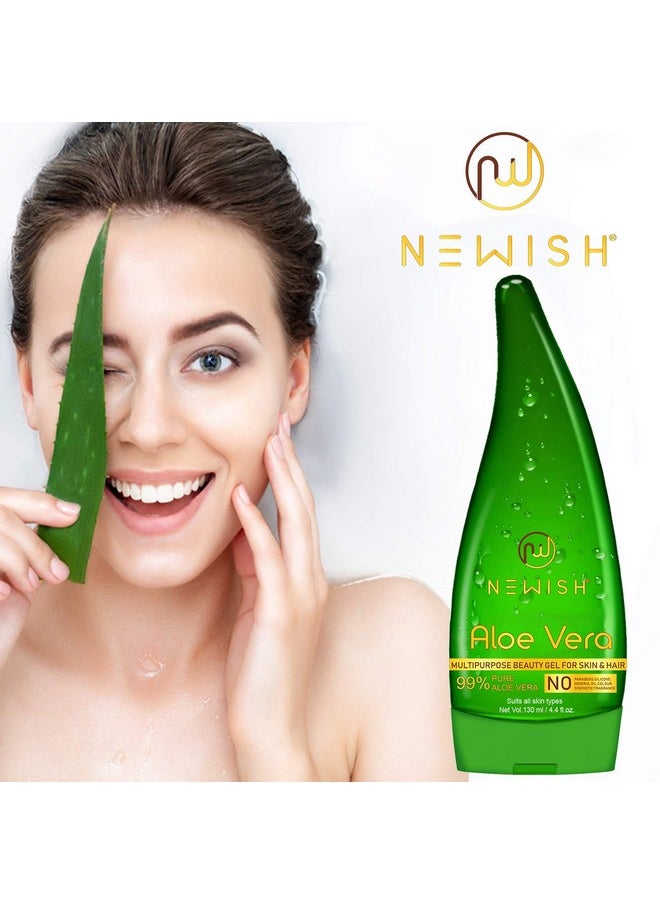 99% Pure Aloe Vera Gel For Face, Skin & Hair - 130Ml (Pack Of 2) Ultimate Gel For Glowing Skin | For Both Men And Women