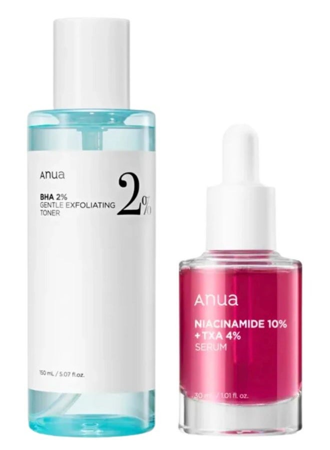 BHA 2% Gentle Exfoliating Toner And Niacinamide 10% + TXA 4% Serum - Clear Skin Duo 180ml