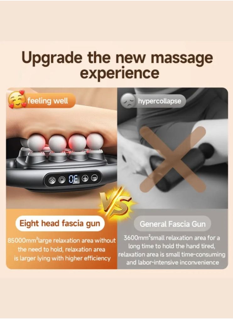 Deep Tissue Massage Gun 30-Speed Electric Muscle Massager with 8 Heads for Back, Neck, and Full-Body Relief