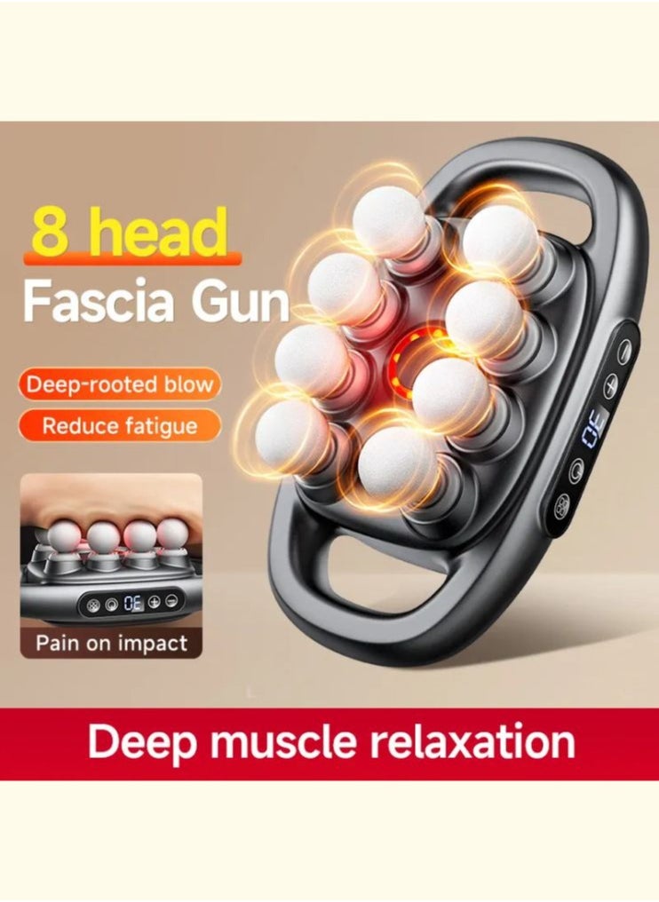 Deep Tissue Massage Gun 30-Speed Electric Muscle Massager with 8 Heads for Back, Neck, and Full-Body Relief