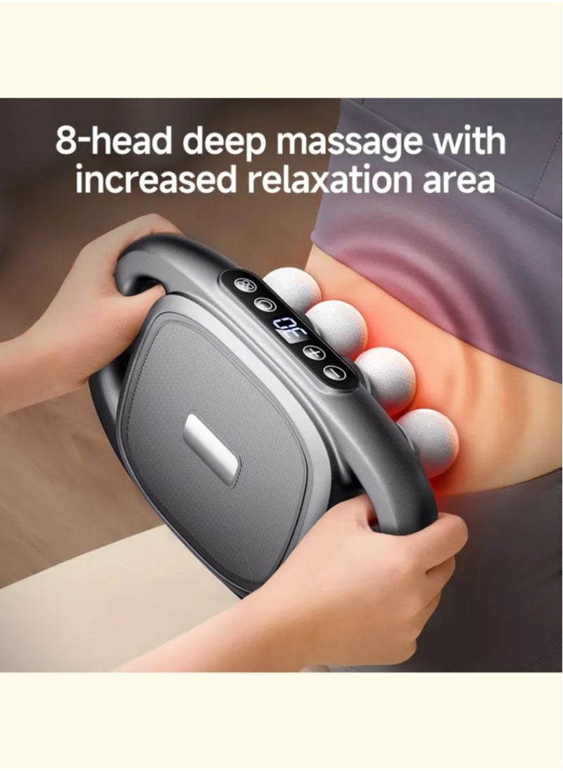 Deep Tissue Massage Gun 30-Speed Electric Muscle Massager with 8 Heads for Back, Neck, and Full-Body Relief