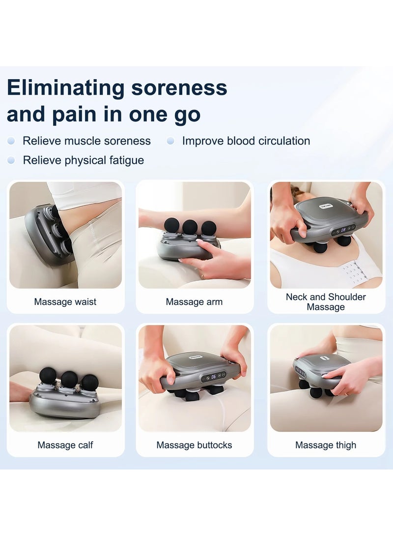 Portable Deep Tissue Massage Gun 6 Heads 9 Speed Modes Quiet Muscle Relief for Back Neck & More with Digital Display