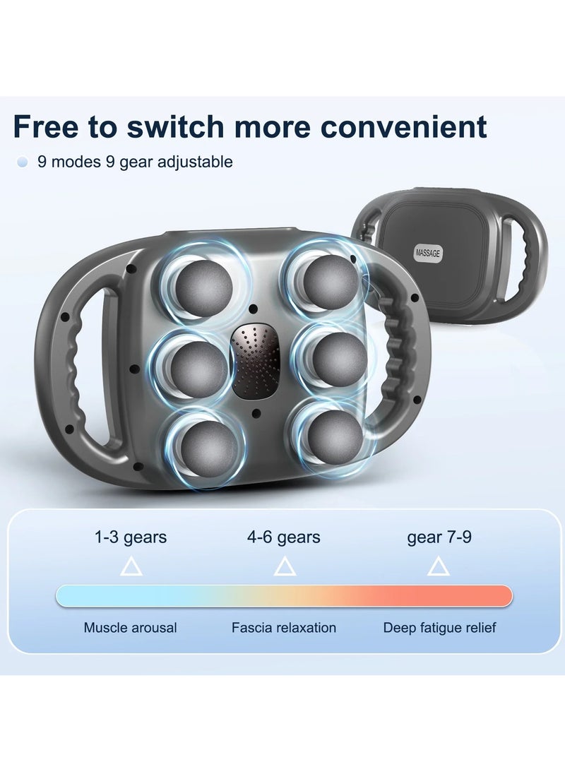 Portable Deep Tissue Massage Gun 6 Heads 9 Speed Modes Quiet Muscle Relief for Back Neck & More with Digital Display
