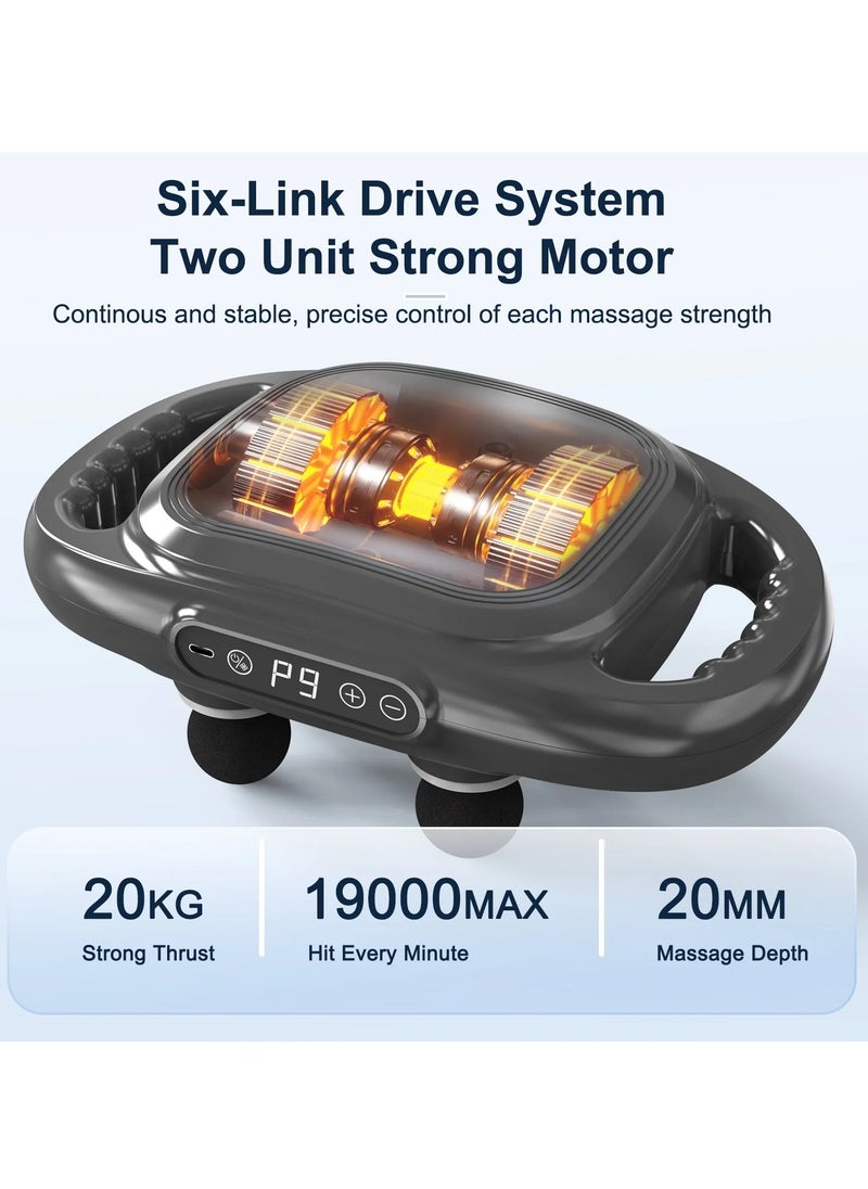 Portable Deep Tissue Massage Gun 6 Heads 9 Speed Modes Quiet Muscle Relief for Back Neck & More with Digital Display