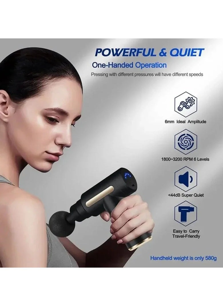 Mini Massage Gun Percussion Deep Tissues Muscle Massager Gun With 6 Speeds Massage Device Super Quiet Portable Electric Handheld Body Massager for Back Neck Pain Relief