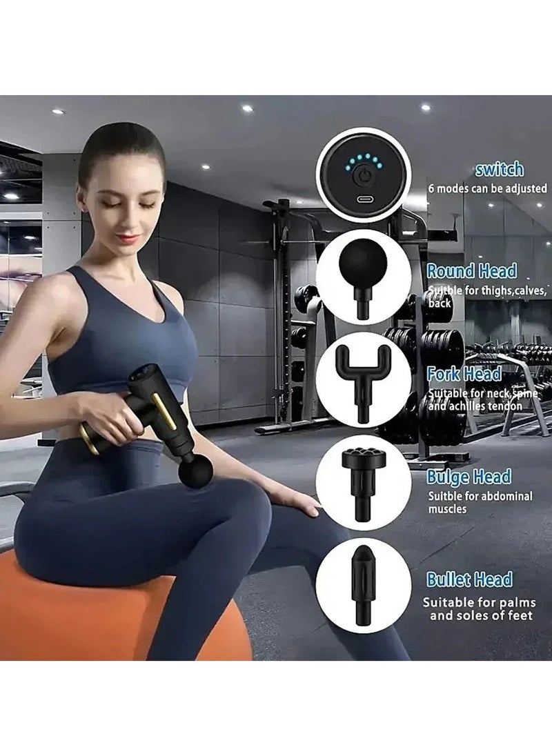 Mini Massage Gun Percussion Deep Tissues Muscle Massager Gun With 6 Speeds Massage Device Super Quiet Portable Electric Handheld Body Massager for Back Neck Pain Relief