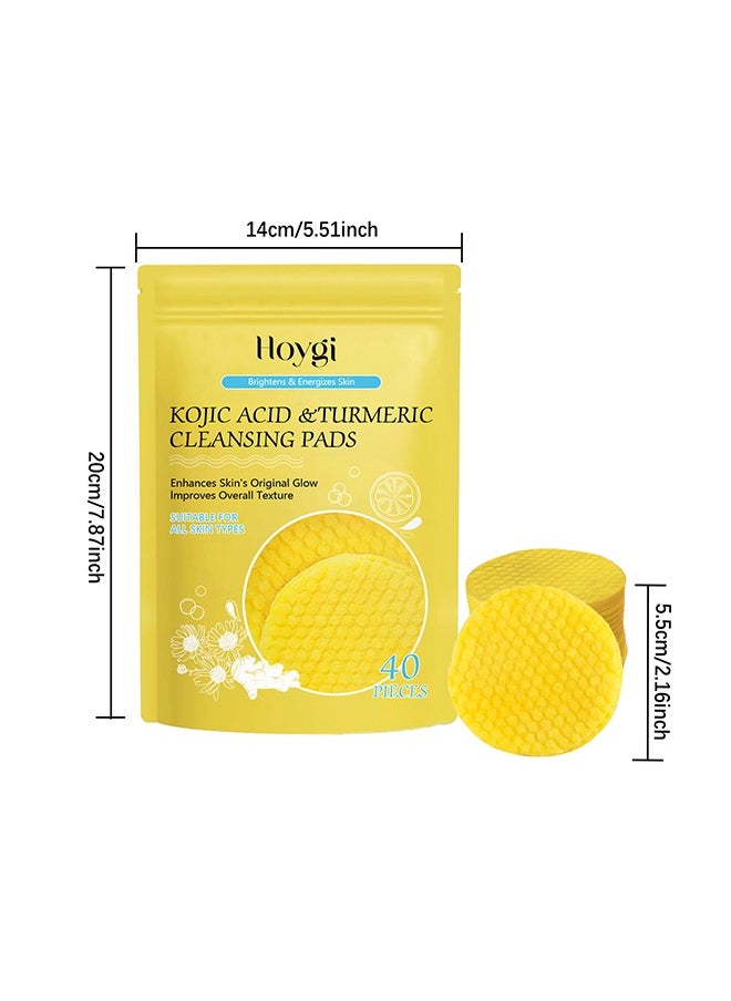 Kojic Acid & Turmeric Cleansing Pads ，for Dark Spots Turmeric Kojic Acid Cleansing Pads Helps Balance Skin Oil & Water Fade Spot Remove Excess Keratin Clean Oil Refines Pores 40PCS