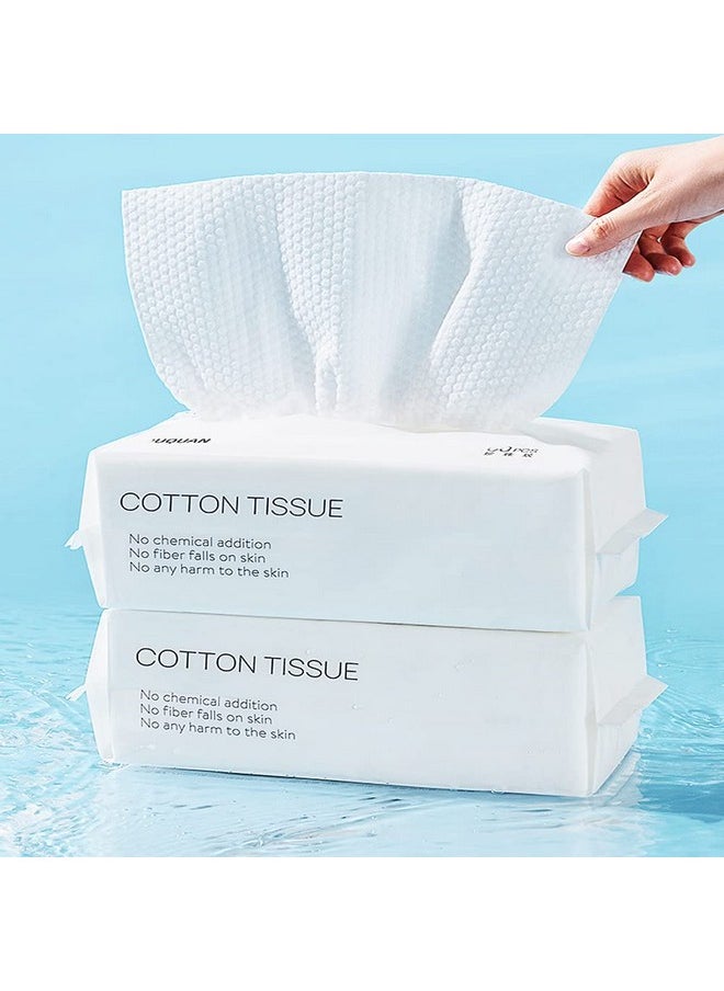 Cotton Facial Dry Wipes 100 Count, Deeply Cleansing Disposable Face Towel Cotton Tissue, Multi-Purpose For Skin Care, Facial Tissue For Cleansing, Skincare And Makeup Remover