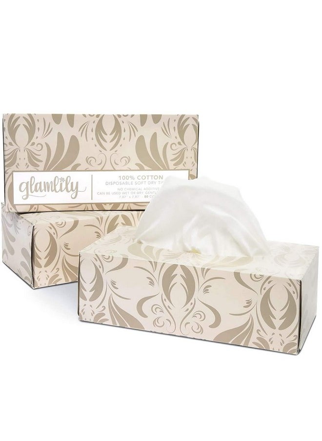 Facial Cotton Tissues, Art Deco Disposable Face Towels (3 Pack, 240 Tissues Total)