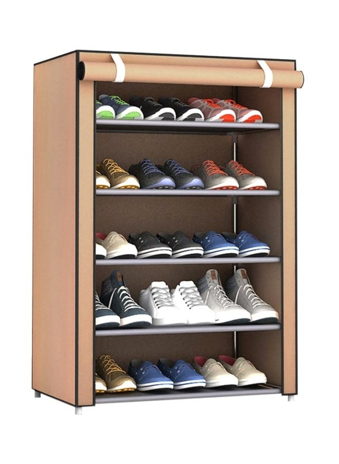 Shoe Storage Cabinet With 5 Layer,Stainless Steel Frame Brown,Brown