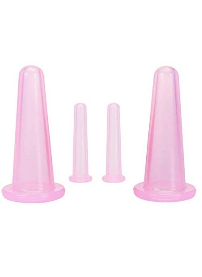 4 Pieces Facial Cupping Therapy Set Anti Cellulite Silicone Vacuum Cupping Cups For Face And Eye Cupping Massage (2 Small + 2 Large)