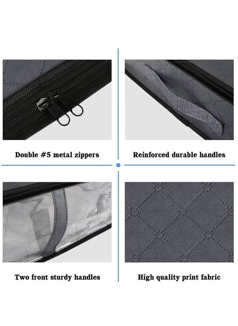 3-Piece Reinforced Foldable Large Capacity Storage Containers and Organizer, Blanket Storage Bags, Under Bed Storage Organizer, Clothes Storage Bin with Clear Window
