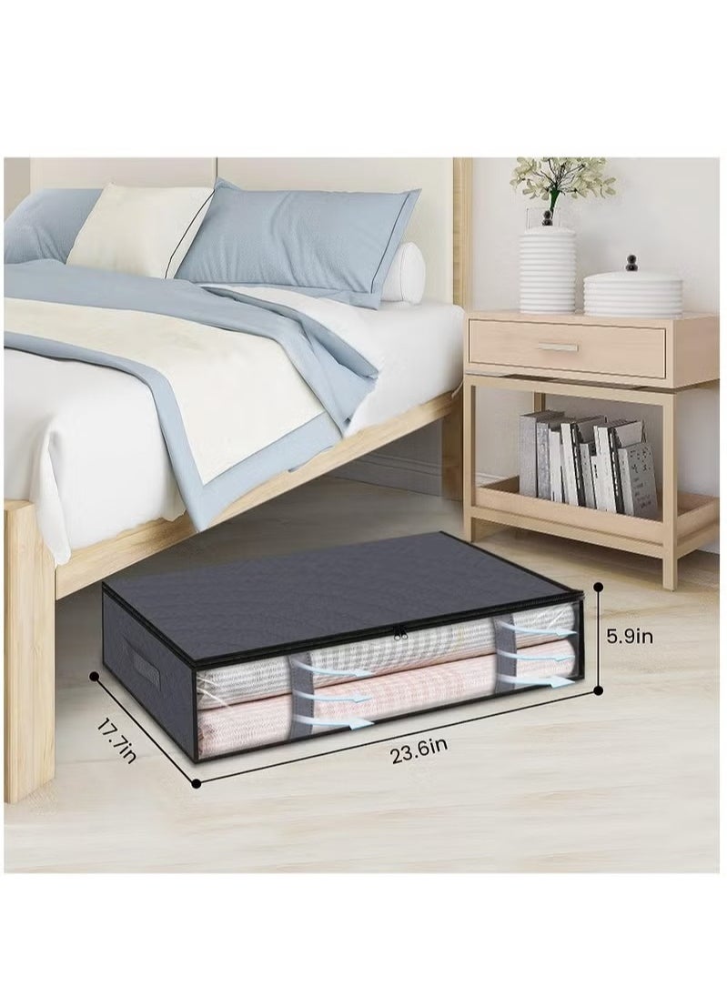 3-Piece Reinforced Foldable Large Capacity Storage Containers and Organizer, Blanket Storage Bags, Under Bed Storage Organizer, Clothes Storage Bin with Clear Window