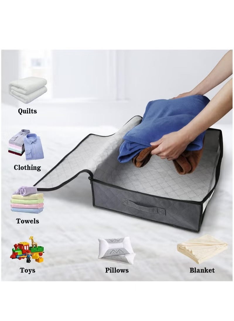 3-Piece Reinforced Foldable Large Capacity Storage Containers and Organizer, Blanket Storage Bags, Under Bed Storage Organizer, Clothes Storage Bin with Clear Window