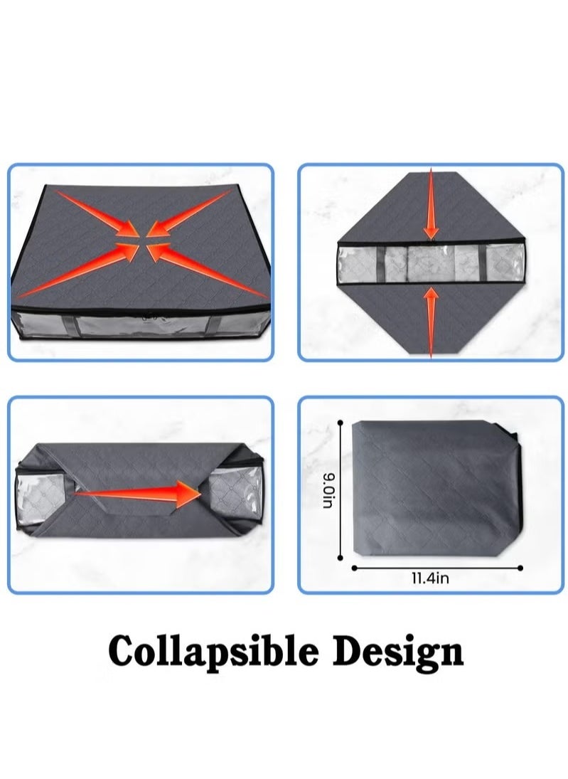 3-Piece Reinforced Foldable Large Capacity Storage Containers and Organizer, Blanket Storage Bags, Under Bed Storage Organizer, Clothes Storage Bin with Clear Window
