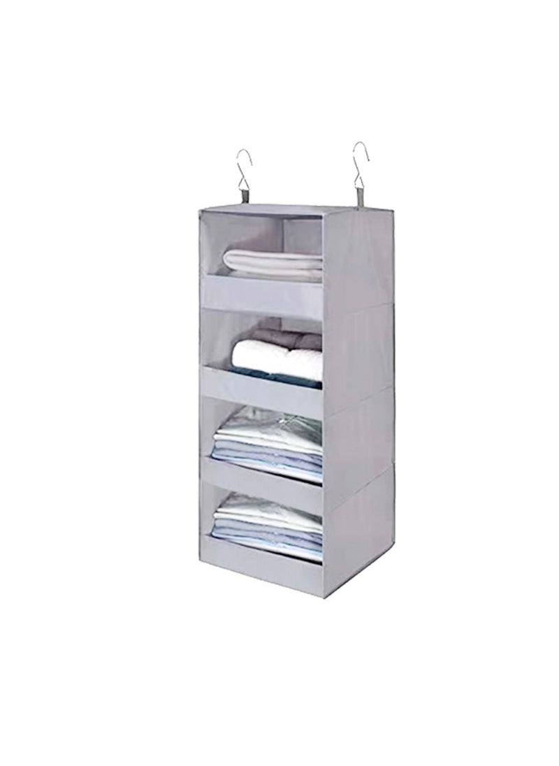 1 x 5 pcs Closet Organizer Hanging Storage Bag Grey four-layer storage hanging bag