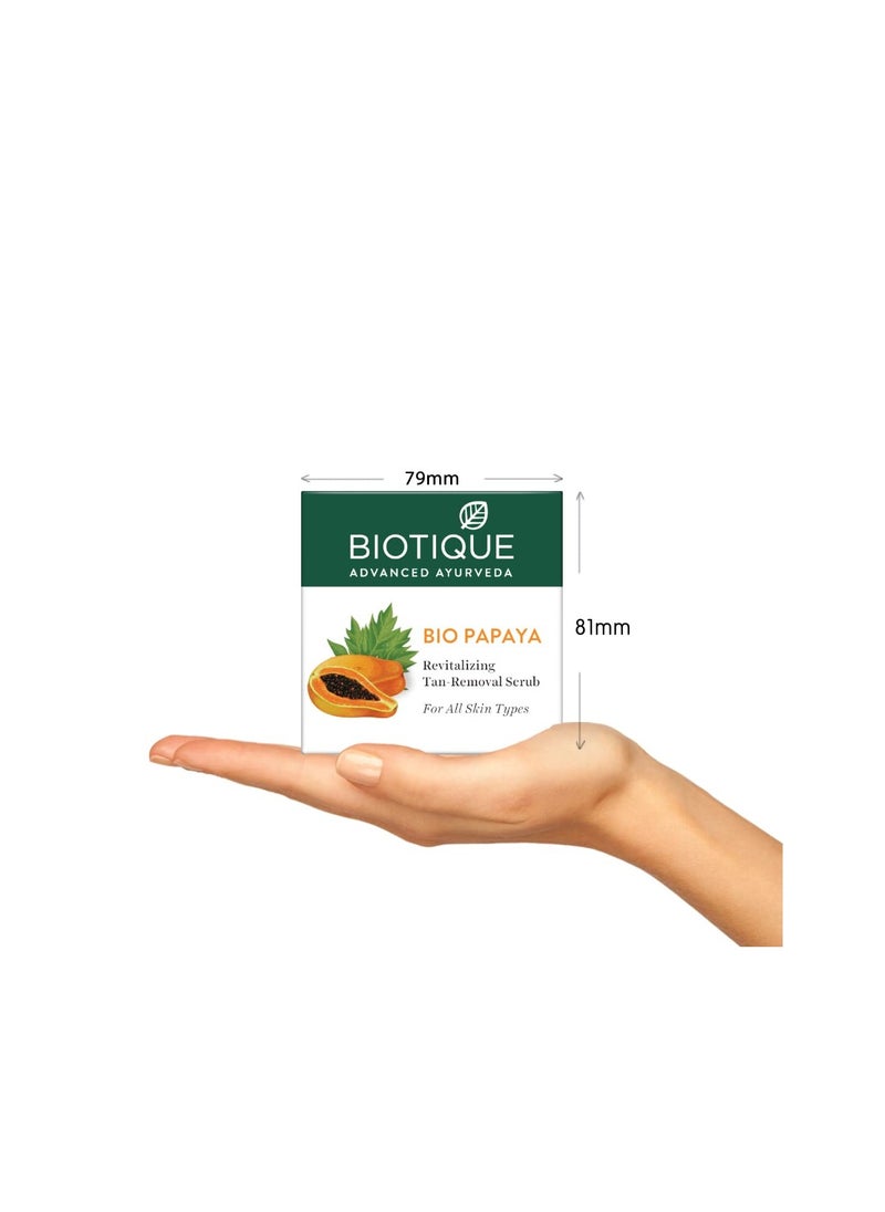 Biotique Papaya Tan Removal Brightening & Revitalizing Face Scrub | Gentle Exfoliation | Smooth and Clear Complexation | 100% Botanical Extracts| Suitable for All Skin Types | 75g