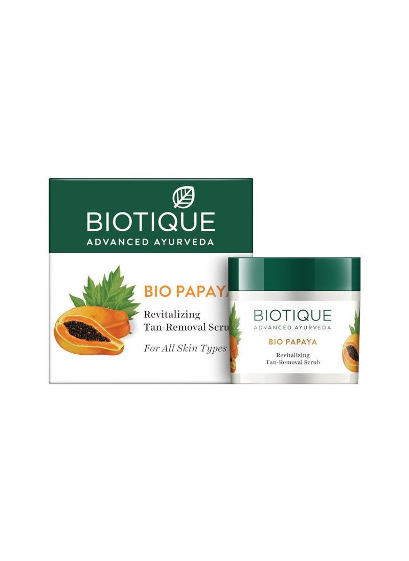 Biotique Papaya Tan Removal Brightening & Revitalizing Face Scrub | Gentle Exfoliation | Smooth and Clear Complexation | 100% Botanical Extracts| Suitable for All Skin Types | 75g