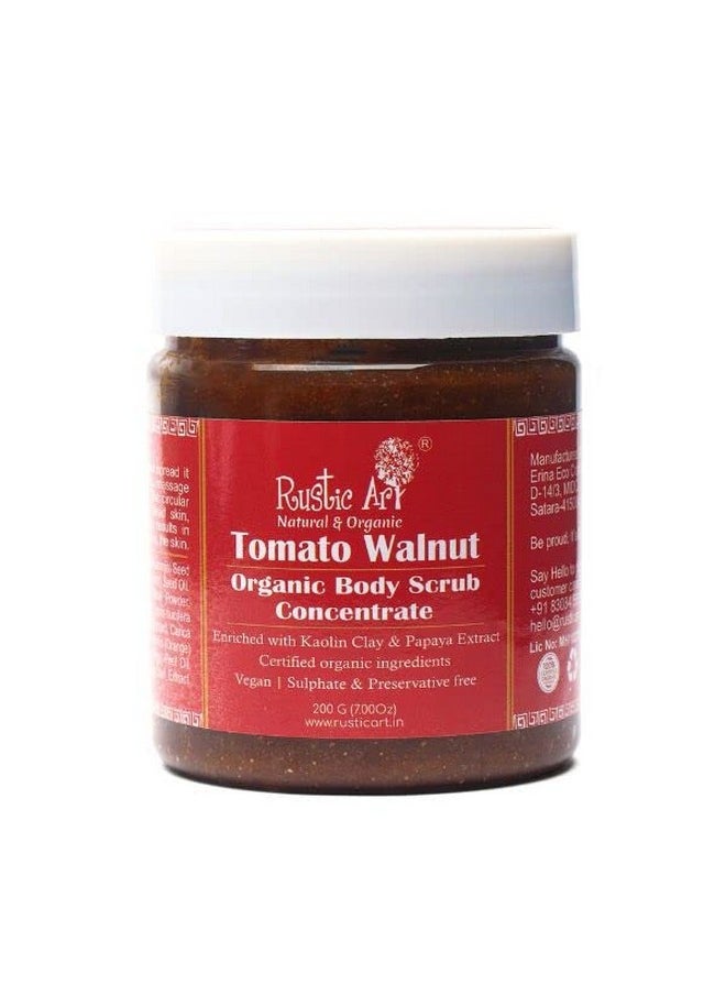 Tomato Walnut Body Scrub Organic Concentrate | For Soft, Supple & Glowing Skin | Removes Tan, Ingrown Hair & Dead Skin | Foaming Scrub | For Women & Men | (200G)