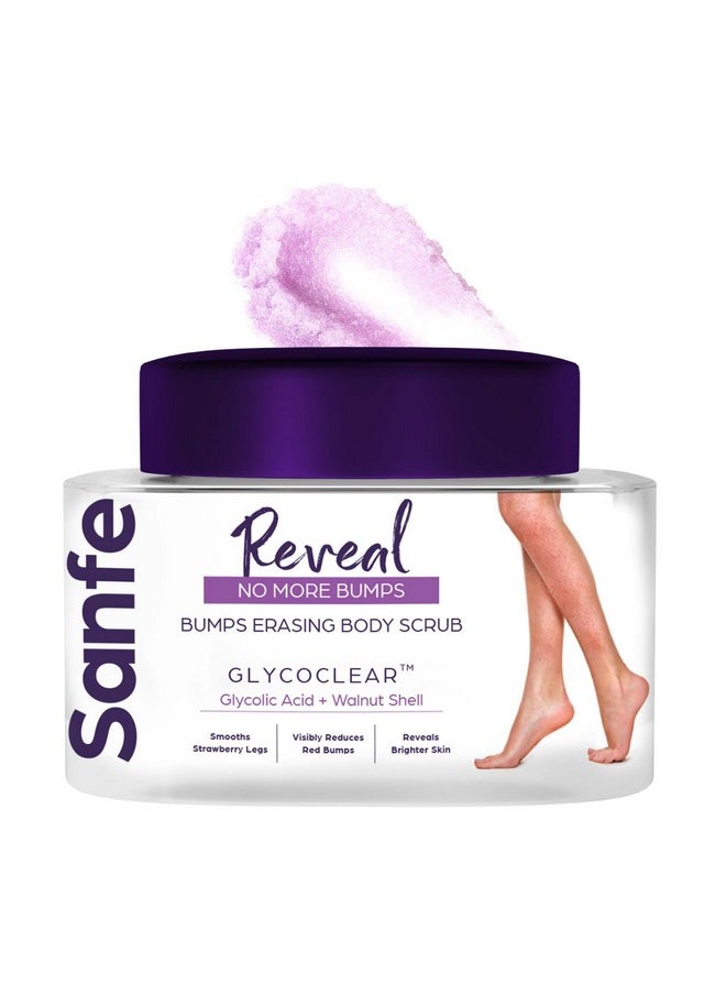 Reveal No More Bumps Erasing Body Scrub For Rough & Bumpy Skin, Tan And Strawberry Legs | Glycolic Acid, Walnut Shell | Bath To Remove Dirt, Dead Skin | 100G For Women For Soft & Bright Skin