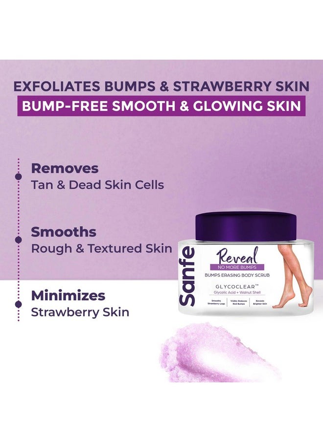 Reveal No More Bumps Erasing Body Scrub For Rough & Bumpy Skin, Tan And Strawberry Legs | Glycolic Acid, Walnut Shell | Bath To Remove Dirt, Dead Skin | 100G For Women For Soft & Bright Skin