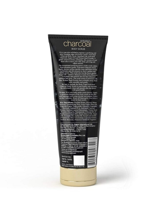 Activated Charcoal Face And Body Scrub - Activated Charcoal, Argan Oil & Walnut Shell Powder - No Paraben - 200 Ml