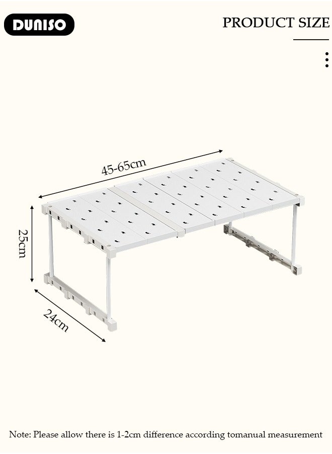 Stackable Closet Shelf, Removable and Expandable Shelves, Wear-Resistant Detachable Shoe Rack, Under Sink Organizers and Storage for Space Save, Adjustable Shelf Rack for Bathroom Kitchen Balcony Cloakroom