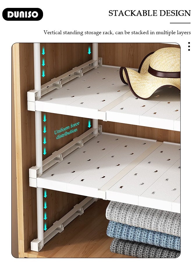 Stackable Closet Shelf, Removable and Expandable Shelves, Wear-Resistant Detachable Shoe Rack, Under Sink Organizers and Storage for Space Save, Adjustable Shelf Rack for Bathroom Kitchen Balcony Cloakroom