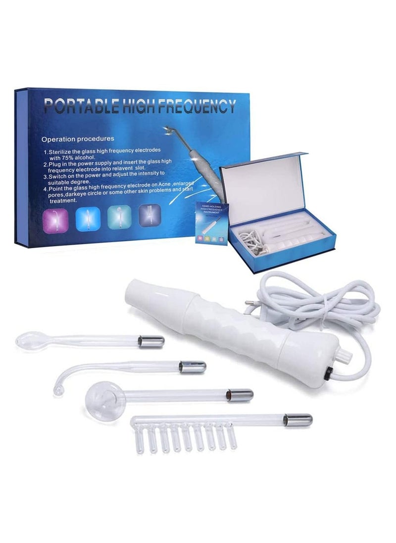 Portable Handheld Portable High Frequency 4 in 1 wand Red Light Electrotherapy Facial Machine Cosmetology Instrument Beauty Device Facial Skin Care Spa