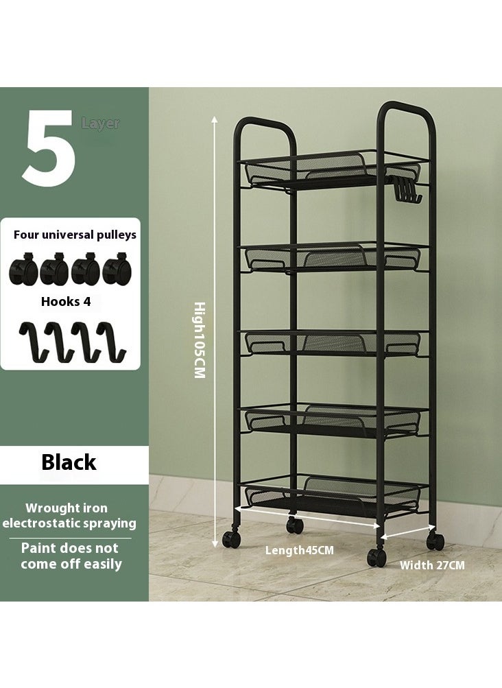 Bathroom/Bedroom/Living Room/Kitchen Mobile Thickened Four-Tier Storage Rack Floor Standing Storage Shelf