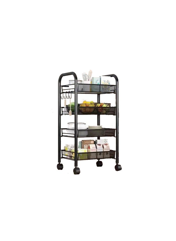 Bathroom/Bedroom/Living Room/Kitchen Mobile Thickened Four-Tier Storage Rack Floor Standing Storage Shelf