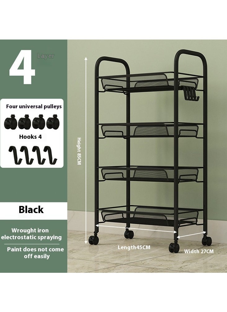 Bathroom/Bedroom/Living Room/Kitchen Mobile Thickened Four-Tier Storage Rack Floor Standing Storage Shelf