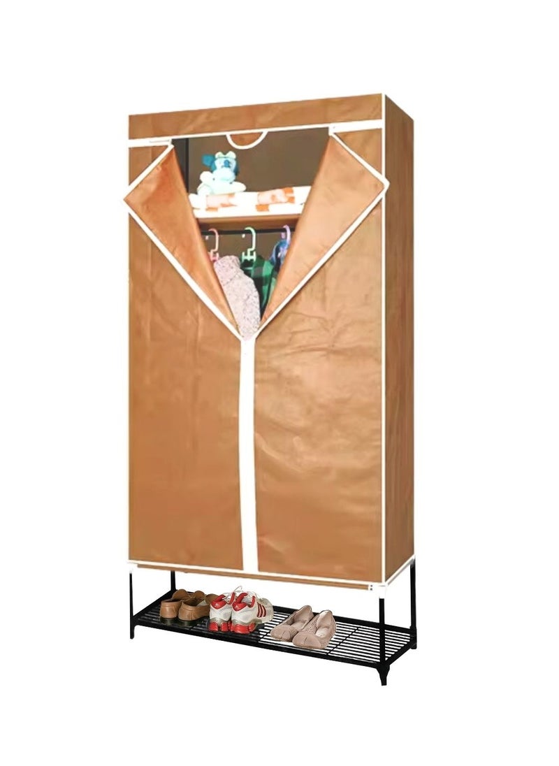 FEELINGS Wardrobe Cloth Storage and Shoe Rack, Sturdy, Spacious, Stylish Organization Solution, Brown