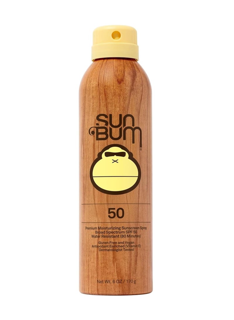 Sun Bum Original SPF 50 Sunscreen Spray Vegan and Hawaii 104 Act Compliant (Octinoxate & Oxybenzone Free) Broad Spectrum Moisturizing UVA/UVB Sunscreen with Vitamin E 6 oz, natural