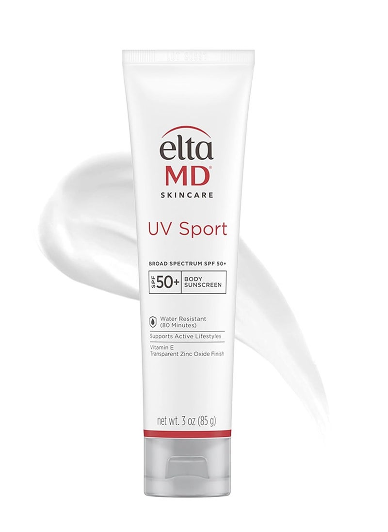 EltaMD UV Sport Body Sunscreen, SPF 50 Sport Sunscreen Lotion, Sweat Resistant and Water Resistant up to 80 Minutes, Formulated with Zinc Oxide, Oil Free, Full Body Sunscreen