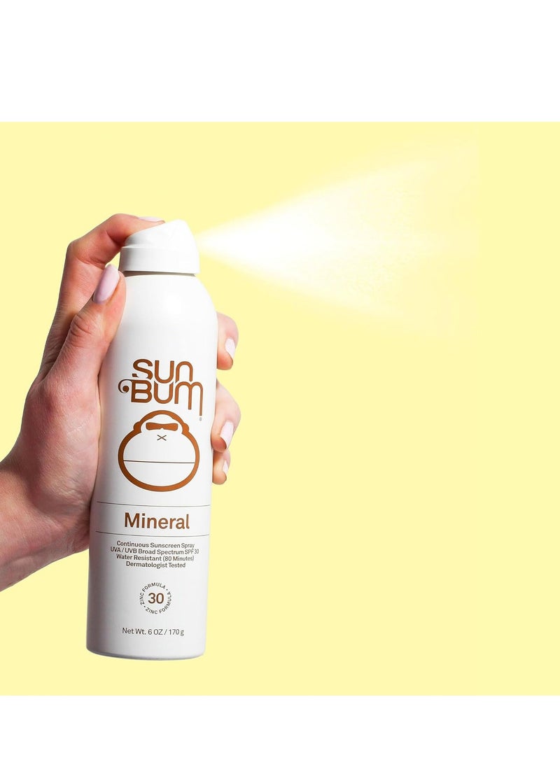 Sun Bum Mineral SPF 30 Sunscreen Body Spray | Water-Resistant Broad Spectrum Moisturizing Sunblock with Vitamin E | Hypoallergenic |Hawaii 104 Act Compliant (Octinoxate & Oxybenzone Free) | 6 oz