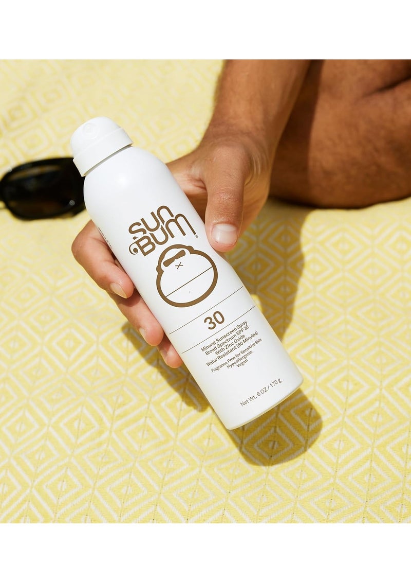 Sun Bum Mineral SPF 30 Sunscreen Body Spray | Water-Resistant Broad Spectrum Moisturizing Sunblock with Vitamin E | Hypoallergenic |Hawaii 104 Act Compliant (Octinoxate & Oxybenzone Free) | 6 oz