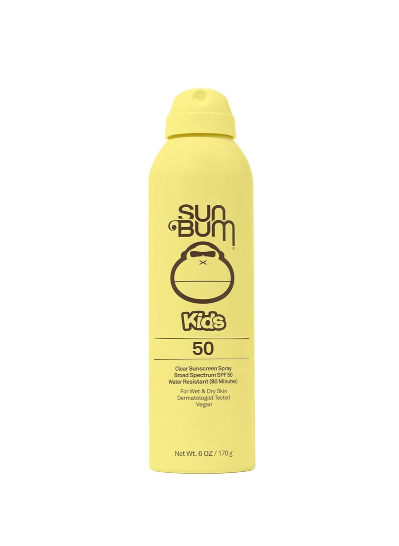 Sun Bum Kids SPF 50 Sunscreen Clear Body Spray | Broad Spectrum Water-Resistant Sunblock with Vitamin E | Wet or Dry Skin Application | Hawaii 104 Act Compliant (Octinoxate & Oxybenzone Free) | 6 oz