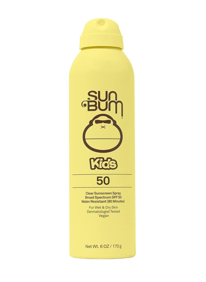 Sun Bum Kids SPF 50 Sunscreen Clear Body Spray | Broad Spectrum Water-Resistant Sunblock with Vitamin E | Wet or Dry Skin Application | Hawaii 104 Act Compliant (Octinoxate & Oxybenzone Free) | 6 oz