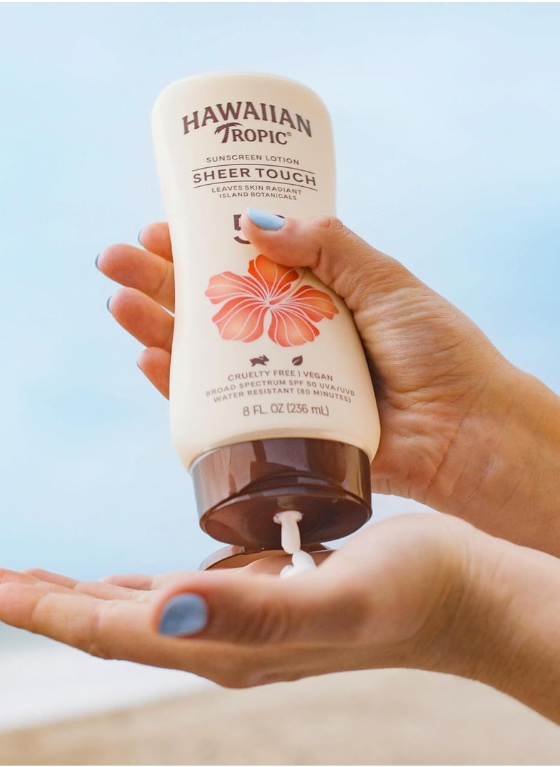 Hawaiian Tropic Sheer Touch Ultra Radiance Lotion Sunscreen SPF 70, 8oz | Hawaiian Tropic Sunscreen SPF 70, Sunblock, Broad Spectrum Sunscreen, Oxybenzone Free Sunscreen, Body Sunscreen, 8oz