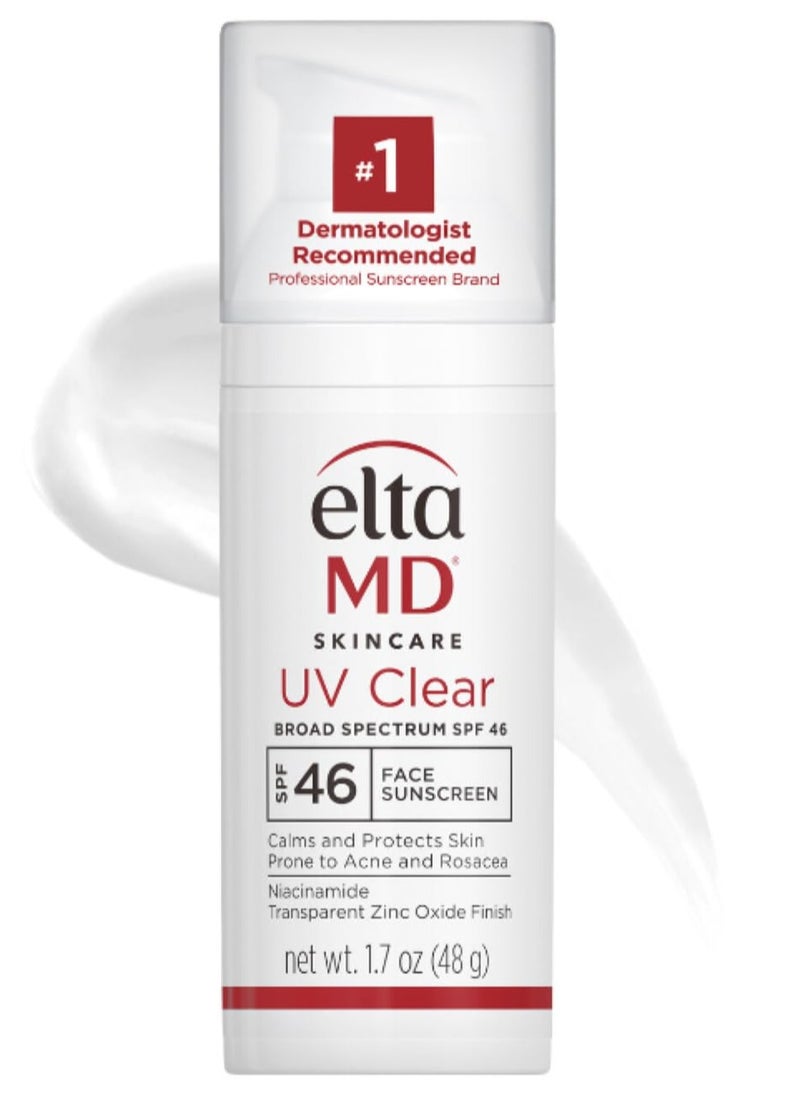 EltaMD UV Clear Face Sunscreen SPF 46, Oil Free Sunscreen with Zinc Oxide, Dermatologist Recommended Sunscreen