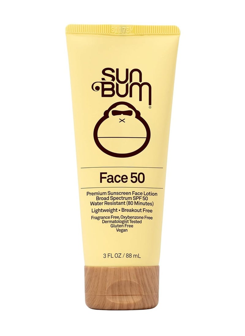 Sun Bum Original SPF 50 Sunscreen Face Lotion | Broad Spectrum Moisturizing Facial Sunblock with Vitamin E | Oil Free | Hawaii 104 Act Compliant (Octinoxate & Oxybenzone Free) | Travel Friendly | 3 oz