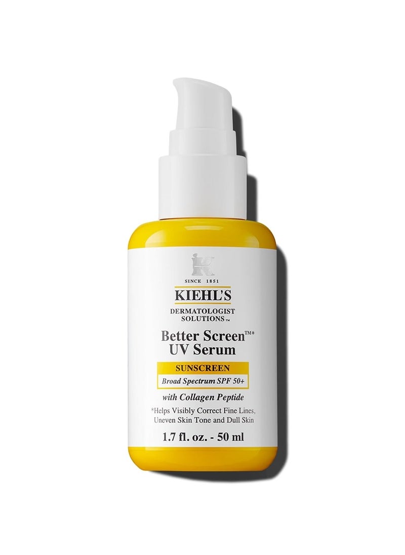 Kiehl's Better Screen UV Serum SPF 50+, Invisible Facial Sunscreen with Collagen Peptide, UV Filters to Shield UVA & UVB, Helps Correct Visible Signs of Aging, Boosts Skin Radiance