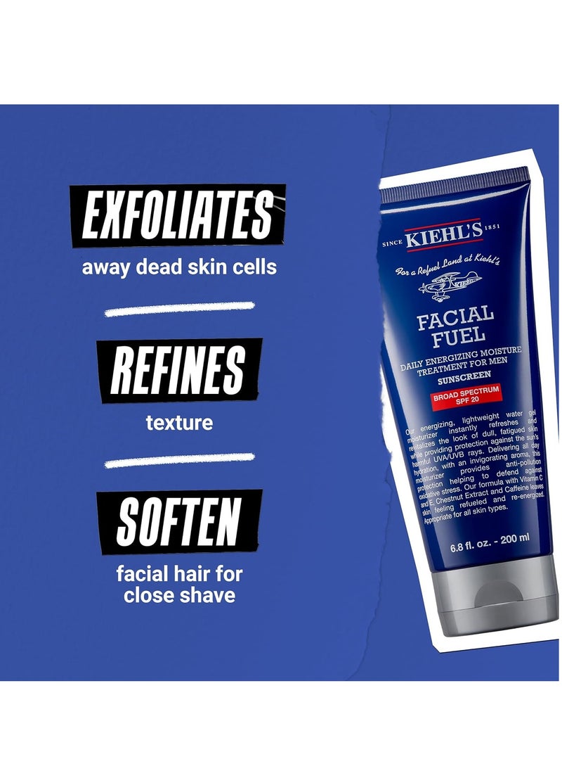 Kiehl's Facial Fuel Moisturizer with SPF 20 for Men, Energizing Face Moisturizer for Dull Skin, Non-Greasy Feel, Hydrating Lotion and Broad Spectrum Sunscreen, with Caffeine, Vitamin C & Vitamin E