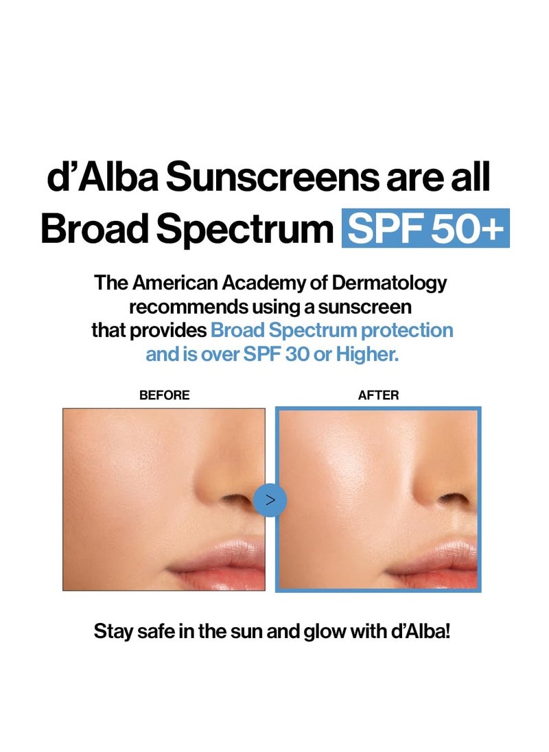 d'alba Piedmont Italian White Truffle Waterfull Essence Sunscreen, Vegan Skincare, Lightweight Sunscreen with BROAD SPECTRUM SPF 50+, Glowy, Safe for all Skin Types, Korean Skin Care (1.69 fl. oz)