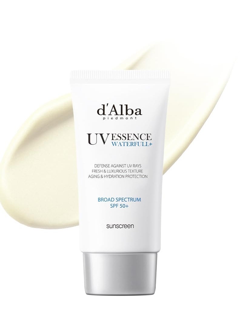 d'alba Piedmont Italian White Truffle Waterfull Essence Sunscreen, Vegan Skincare, Lightweight Sunscreen with BROAD SPECTRUM SPF 50+, Glowy, Safe for all Skin Types, Korean Skin Care (1.69 fl. oz)