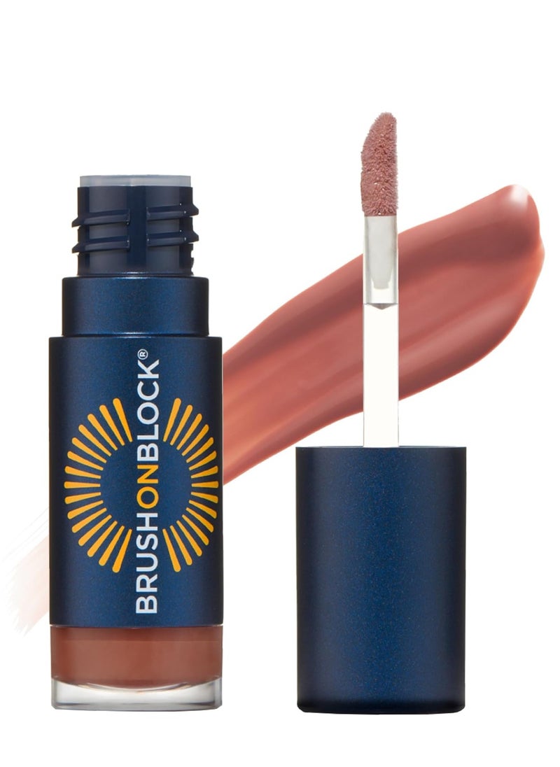 Brush On Block Sun Shine Protective Lip Oil SPF 30, Mineral Protection from UVA/UVB & Blue Light, Hydrating, Cruelty-Free, Gluten-Free, & Vegan, Fig